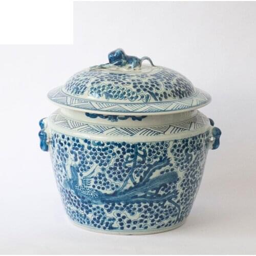 Blue And White Antique Porcelain Ginger jar Collection Jingdezhen Qing Dynasty ceramic decorate jar