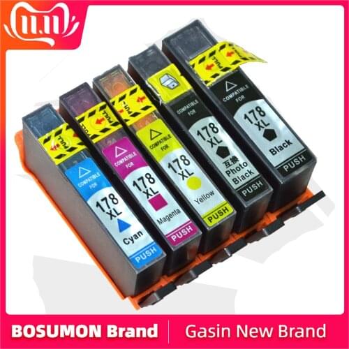 5Pack 178xl Compatible Ink Cartridge Replacement for HP 178 XL for HP Photosmart 7515 5515 B109a B010b B209 B210 3070A 3520 7510