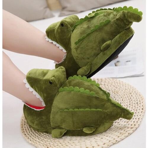 Animal Slippers for Kids and Adults, Fun Costume Cozy Furry Crocodile Slippers Indoor Floor Shoes