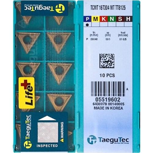 TCMT16T304-MT TT8125 Original Taegutac Carbide Inserts Turning Inserts Lathe Tools 10Pcs/Lot