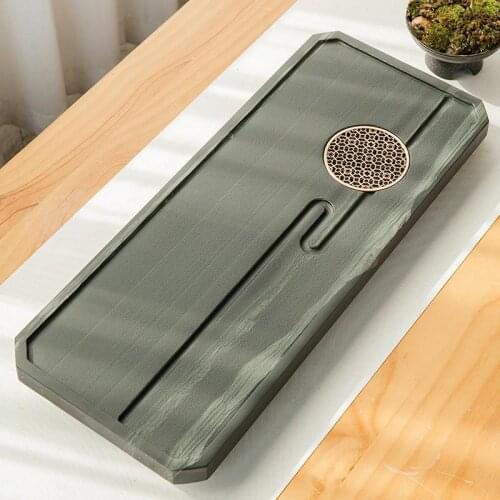 Vintage Luxury Tea Tray Water Storage Dry Bubble Simple Large Chinese Stone Tea Tray Ceremony Plateau De Service Teaware DG50CP