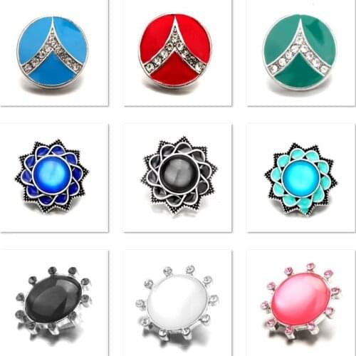 XH8056 Enamel Crystal 18mm Metal Snap button fit snap jewelry DIY