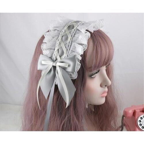 Sweet Lolita Retro Headband Female Lace Trim Bowknot Headwear Cosplay Hairpin Accessories B1057