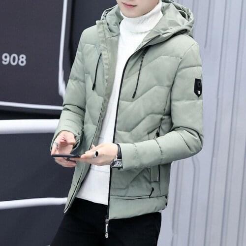 Winter Fashion Mens Hooded Puffer Down Cotto Jacket Coat Warm Padded Parka New Chic Long Sleeves Slim Fit Solid Color