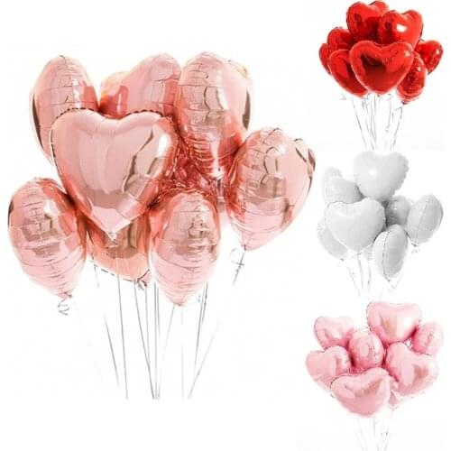 10pcs 18inch Rose Gold Love Heart Foil Helium Balloons Aluminum Balloon Wedding Birthday Party Decorations Adult Party Baloons