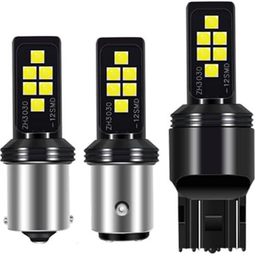 10pcs Car LED S25 1156 BA15S 1157 BAY15D T20 7440 7443 Auto DRL Turn Signal Light Brake Reverse Lamp 3030 12SMD DC12V