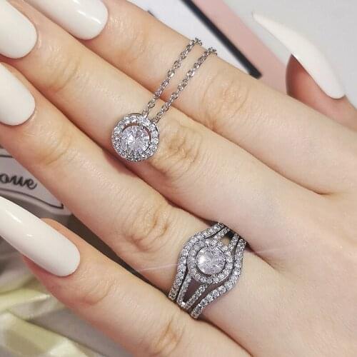 2pcs Pack Two Gift Real 925 Sterling Silver Jewelry Engagement Wedding Bridal for Brides Ring African J6292