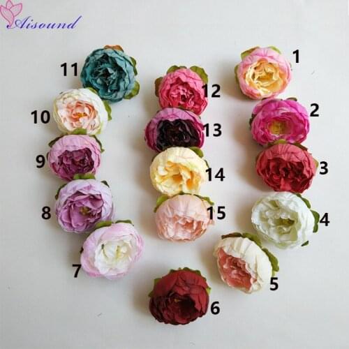 20PCS Quality Artificial Silk Peony Flower Wedding Decoration DIY Flower Wall Women&Girl Headwear Corsage fleur artificielle