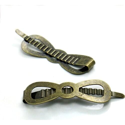 20pcs Wholesale Bronzed-Silver Plated Bow-shaped Barrette Hair clip Blank Hairpin Jewelry Findings 52.5mm Long