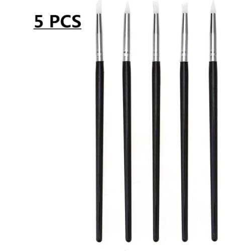 5 Pcs/Set Professional Nail Art Brush Wooden Handle Silicone Head Nail Tools