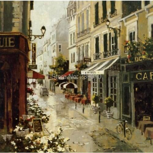 Free shipping nostalgia street canvas prints oil painting meditrttanean oil painting printed on canvas wall decoration picture