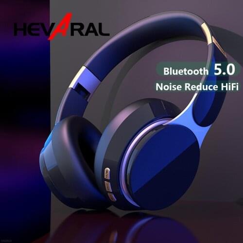 HEVARAL Noise Cancel Wireless Headphones Bluetooth 5.0 Headset Foldable HiFi Bass Stereo With Microphone For Game Computer TV