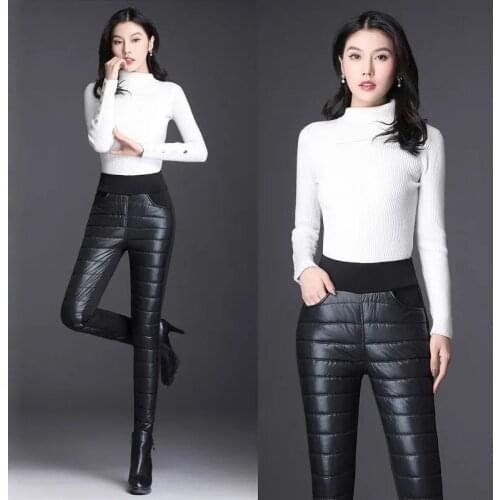 Winter Down Cotton Trousers Women Fashion Down Cotton Warm Velvet Pants Snow Wear Thick Straight Pants Large Size Sweatpants 6XL