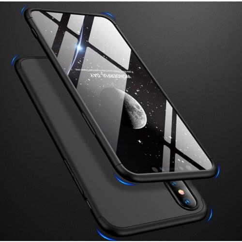 For iPhoneXS iPhoneX Case 360 Degree Full Protected Matte Hard Cover Case for Apple iPhone X XS 5.8" Phone Bags with Glass Film
