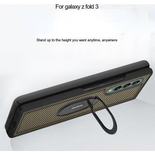 Bracket Kickstand Case For Samsung Galaxy Z Fold 3 Case Carbon Fibre Pattern