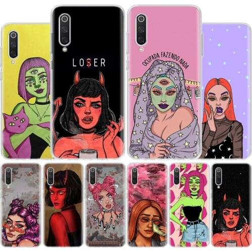 Devil Woman Sexy Girl Witch Cover Phone Case For Xiaomi Redmi Note 10 9 9S 8T 8 7 6 5 9A 6A 7A 8A 9C K20 S2 Pro Luxury Soft Coqu