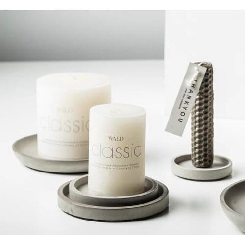Concrete Candle Tray Mold Round Candle Cup Plaster Storage Tray Silicone Mold Fruit Plate Cement Mold Home Decoration
