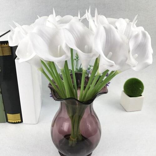 10Pcs PU Artificial Flowers Calla Lily Bunch Fake Flower Bouquet Table Home Wedding Decoration Fall Decor Artificial Calla Lily