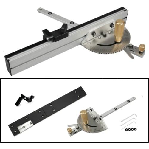 450mm Miter Gauge Aluminium Profile Fence W/ Track Stop Table Saw/Router Miter Gauge Sawing Assembly Ruler for Woodworking Tools