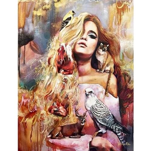 Gatyztory Frame Beauty Animals Diy Painting By Numbers Canvas Colouring Figure Gift Wall Decor Handpainted