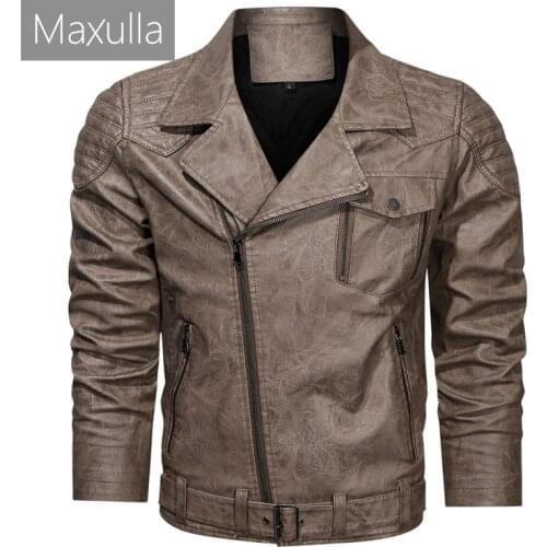 Maxulla Winter Mens PU Jackets Casual Outdoor Fleece Warm Biker Leather Jacket Male Slim Fit Motorcycle Leather Coats Clothing