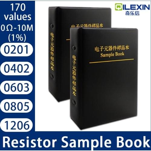 Resistor Kit Smd Book 0805 Chip Resistor Assortment Kit 0201 0402 0603 1206 1% FR-07 SMT 170 Values 0R-10M Smd Sample Book