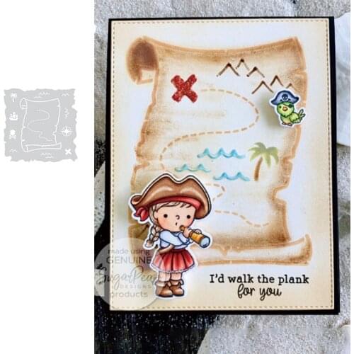 2021 New Pirate Treasure Map Metal Cutting Stencils for DIY Scrapbooking Album Stamp Make Paper Card Embossing New Die Cut