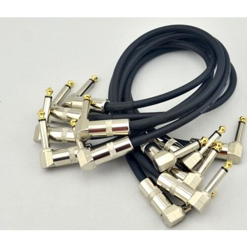 6 X Guitar Effects Pedal Cable Patch Cord 30cm with 1/4'' Right Angle Connector Jack 6.35mm for Guitar Bass Parts Free Shipping