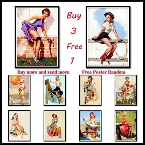PINUP GIRLS Classic World War II Coated Paper Posters Wall Stickers For Living Room Home Decoration Frameless