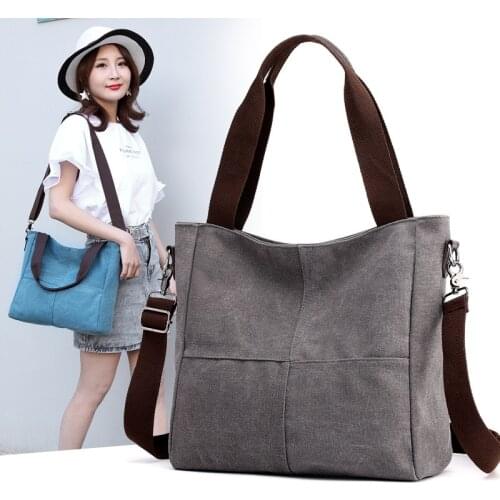 Leisure Canvas Handbag Women Large Capacity Shoulder Bag Brands Shopping Crossbody Bag 2021 Fashion Handle Bag Travel Lady Bag