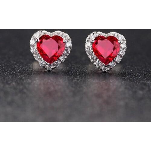 Romantic Elegant Women Eternal Heart Shape Crystal Stud Earring 2021 Fashion Women Promise AAA Zircon Wedding Engagement Jewelry