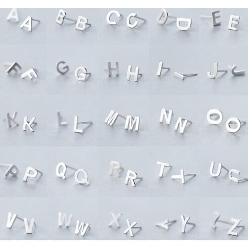 Silver Color 26 A-Z Initial Letter Stud Earrings Personality DIY Alphabet Name Earring Piercing Ear Jewelry Pendientes Brincos