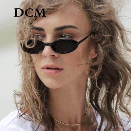 DCM 2019 Small Oval Sunglasses Women Cat Eye Brand Designer Vintage Retro Cateye Frame Tiny Sun Glasses UV400