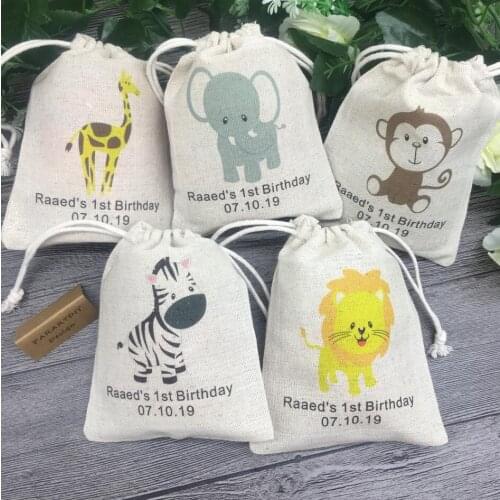 Woodland animal favors bags. Woodland party. Forest animals favor bags, personalize any language text jungle birthday gift bags