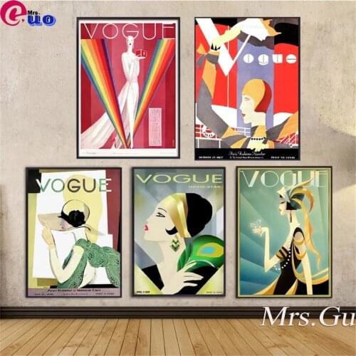 Vintage Abstract 5d diy Diamond Painting Nordic Vogue Woman Aesthetic Wall Art Pictures for Living Room Modern Home Decoration