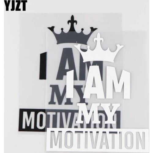 YJZT 12.7X15CM I AM MY MOTIVATION Car Sticker Personality Cartoon Word Vinyl Decal Black/Silver 4C-0056