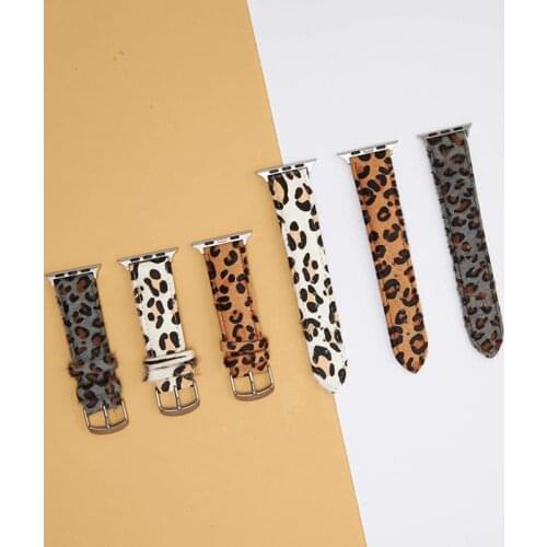 Woman Leopard Plush Leather Bracelet For Apple Watch Band 38mm 40mm 42mm 44mm Series 3 4 5 6 SE iWatch Watchband