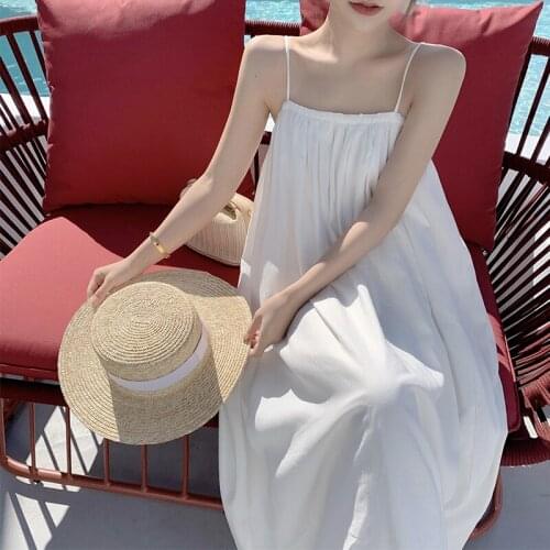 New Strap Dresses 2021 summer women Loose long dress sleeveless Off shoulder elegant Beach sexy dress for women casual Vestidos