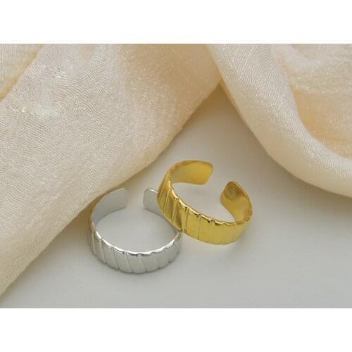 New Good Quality 14K Gold Plated Stainless Steel Twill Effect Finger Rings For Women Girl Adjustable Ring Jewelry Wholesale