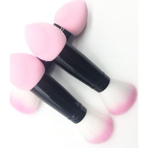 1pc 4 color Professional blusher brush Nylon Make up Brushes Two Head Sponge water drop puff Cosmetic Tools