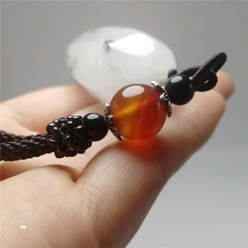 1pc 55-60mm 100% Natural Rock Black Rutilated Quartz Crystal Point Healing crystal with red agate for jewelry pendant