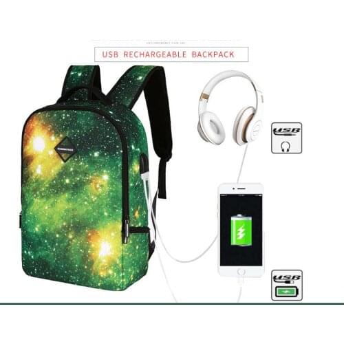 1 piece Galaxy starry Backpack usb Charging Bag Boys Girls Travel Teenagers Schoolbag Kids Bagpack Mochila Bolsas Escolar