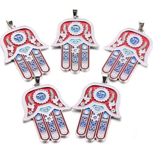 10pcs Fatima Hamsa Classic Hand Pendant Red Pendant Ladies Amulet Fashion Jewelry Gift Wholesale B1302