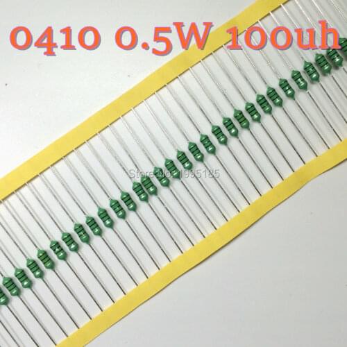 100PCS 100uH 101K 10% 1/2W 0410 Axial Lead Color Ring Fixed Inductor 100 uH 0.5W Color Wheel inductance