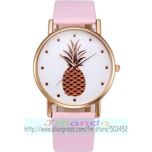 100pcs/lot 8002 hot pineapple leather watch rose gold case wrap quartz watch fashion casual leather watch wholesale clock