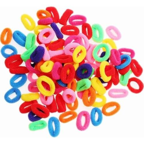 100 Pcs Colorful Child Kids Hair Holders Cute Rubber Hair Band Elastic Accessories, Kids Girl Hair Tie Ponytail Holder 2021