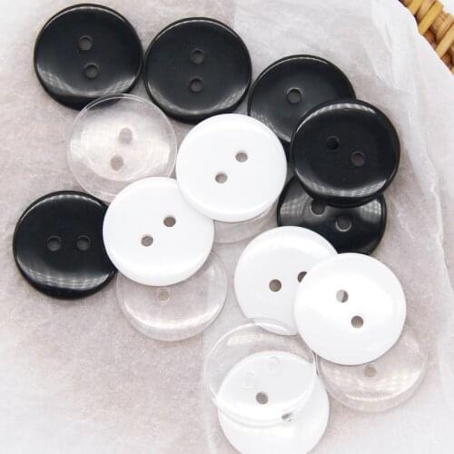 2 Holes Glaze Round Glass Resin Sewing Buttons For Clothing Wedding White Black Decorative Accessories 10/11/20/30mm Wholesale
