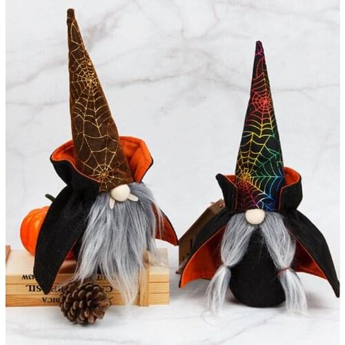 2 Pcs Halloween Vampire Gnome Doll Cloak Witch Ornament Cute Cartoon Dwarf Elf Home Decor Shelf Decorations Festive Party 85DA
