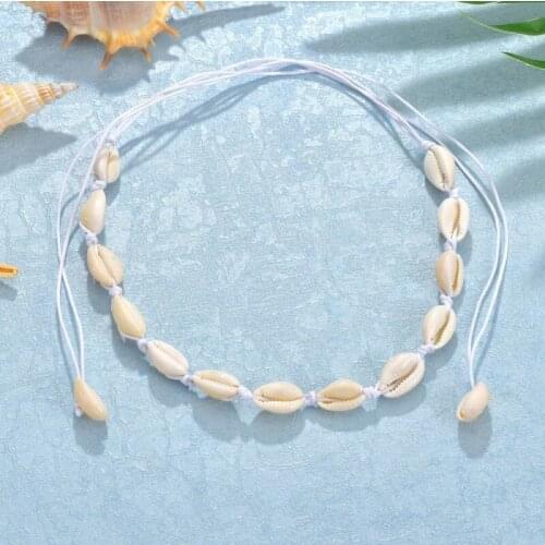2020 New Stylish Beach Bohemian White Shell Necklace Pendant Choker Chain Women Fashion Jewelry