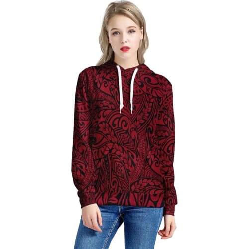 3D Polynesian Traditional Tribal Printed Custom Clothing Manufacturers Sweatshirts Full Printing Logo Women Hoodies With Pocket